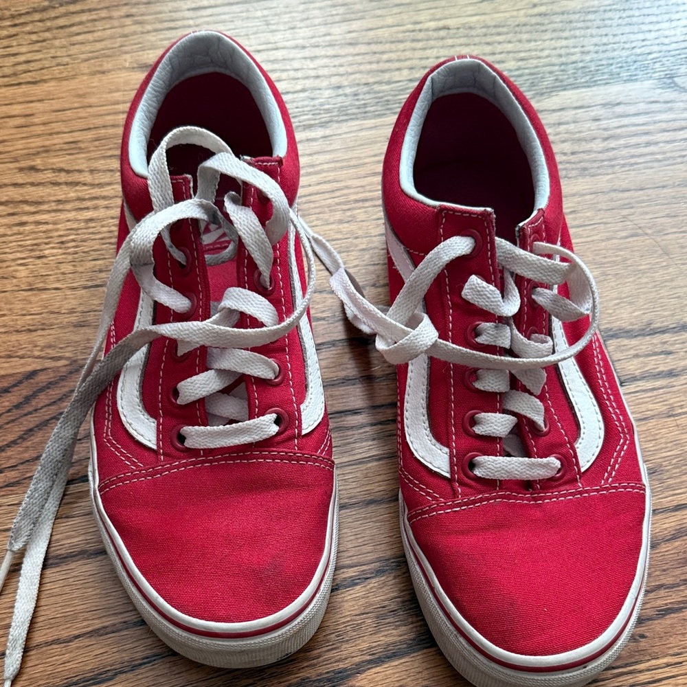 Vans Old Skool Classic Red Canvas Lace-Up Sneakers
